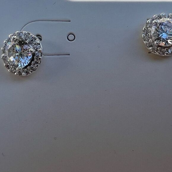 Sterling Silver Cubic Zirconia Stud Earrings New - Picture 5 of 7